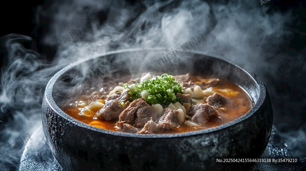 熱氣騰騰的美味牛肉湯鍋