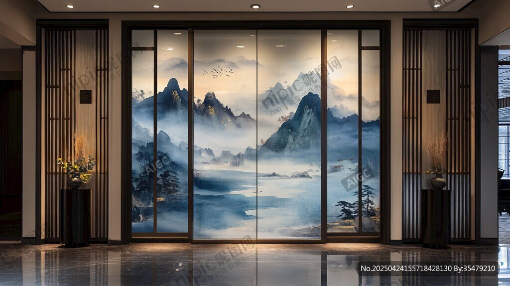 中式山水屏風 雅致空間意境
