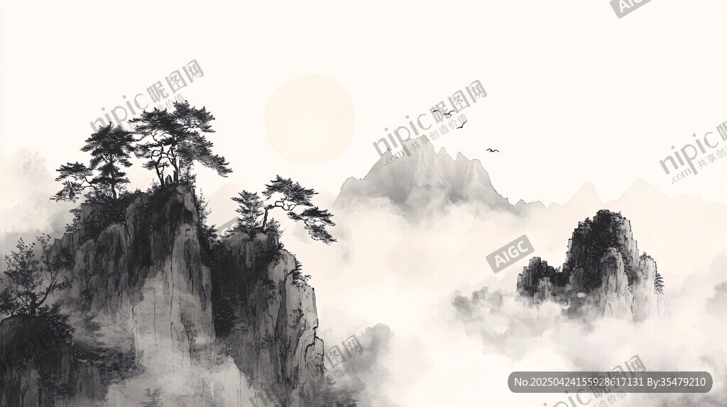 水墨山水間的靜謐之景