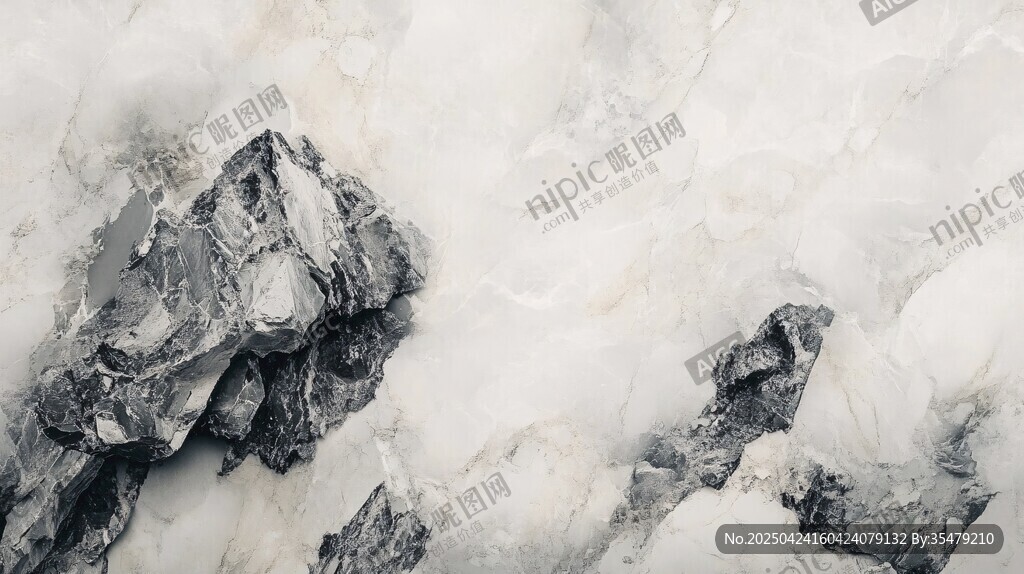 黑白大理石紋理巖石特寫