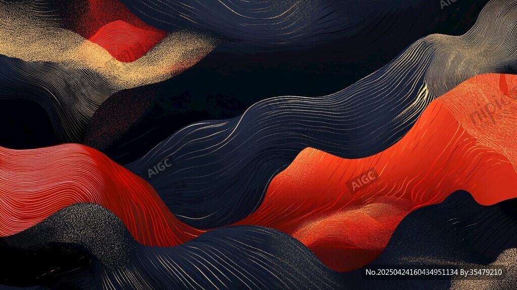 抽象波浪色彩藝術(shù)畫作
