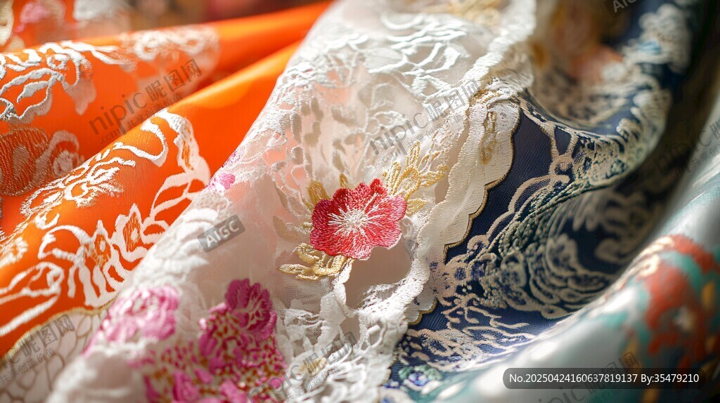 精美刺繡多彩織物展示