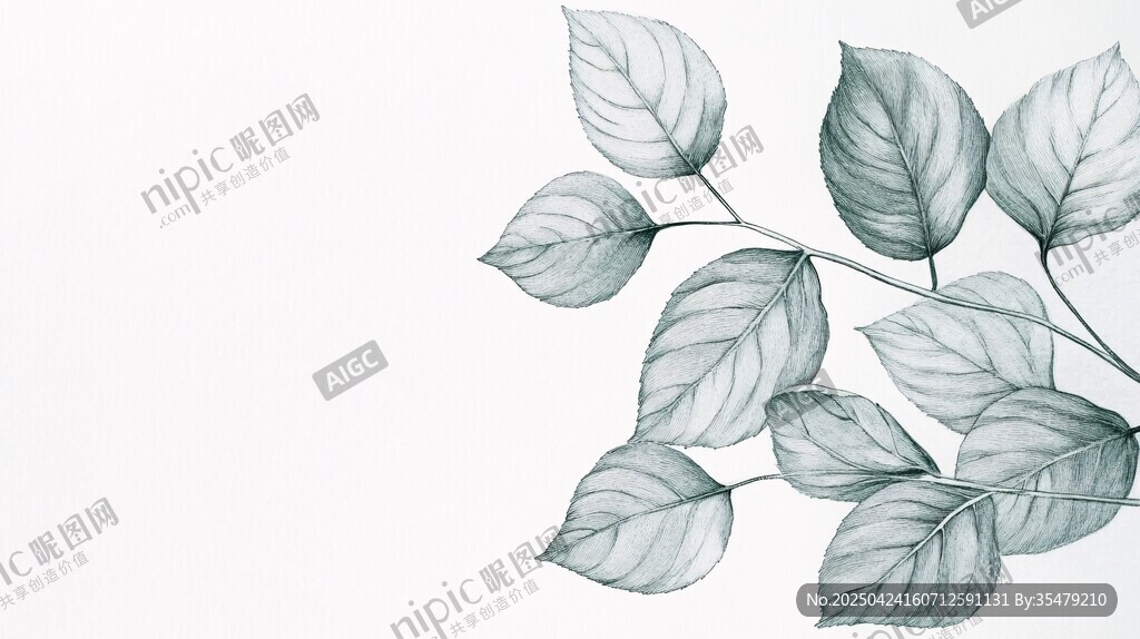 手繪清新葉片插畫