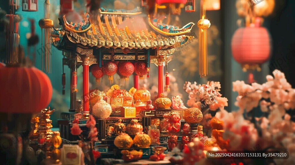 中式傳統(tǒng)祭臺(tái)的節(jié)慶氛圍