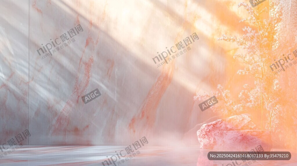 陽光灑落的夢幻自然場景