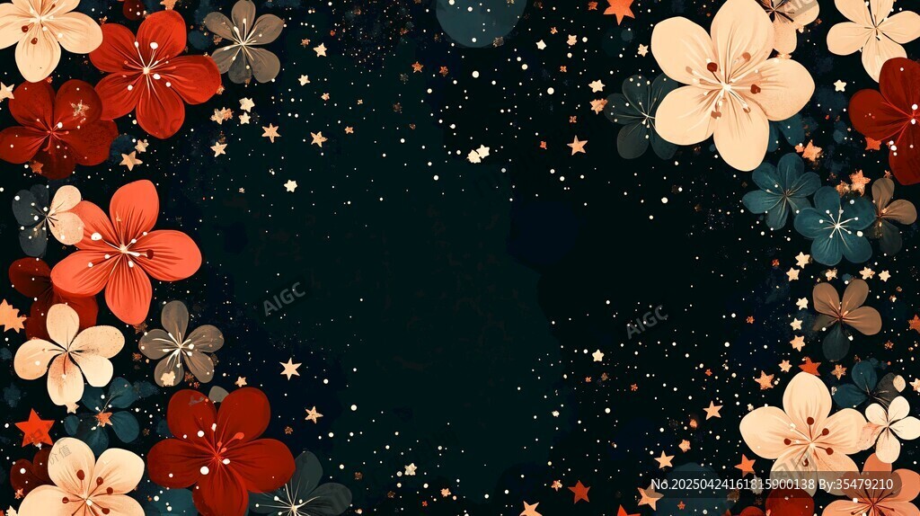 夢幻花卉星空背景圖