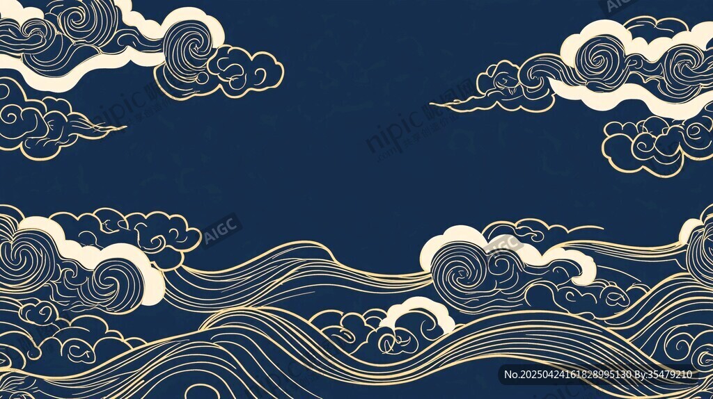 中式古典云浪紋樣背景圖