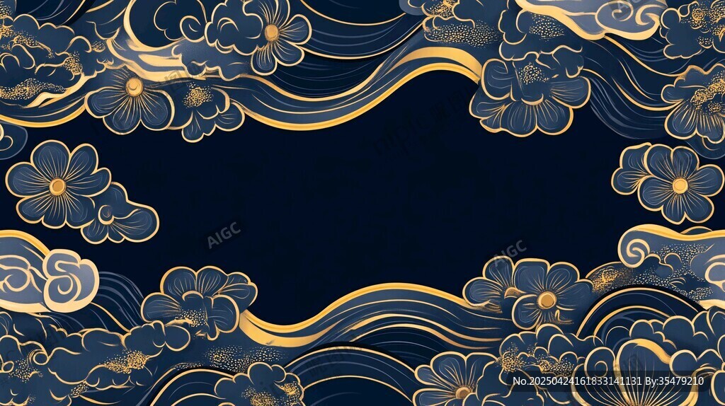 中式黑金云紋裝飾圖案