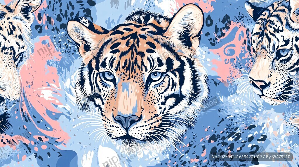 三只虎的夢幻插畫圖案