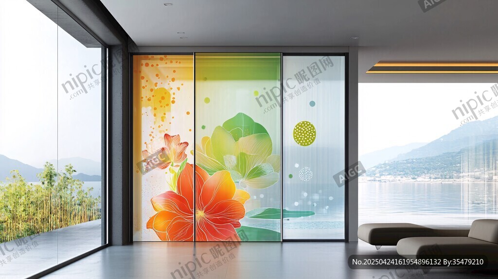 多彩花卉玻璃隔斷室內(nèi)景