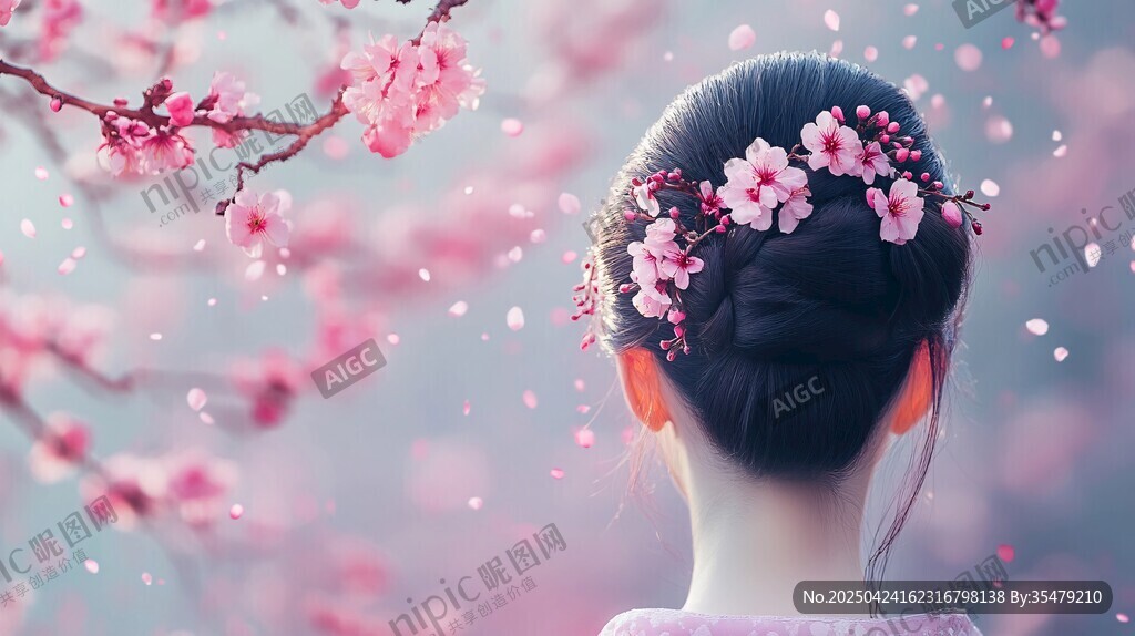 花飾少女與爛漫春日景致