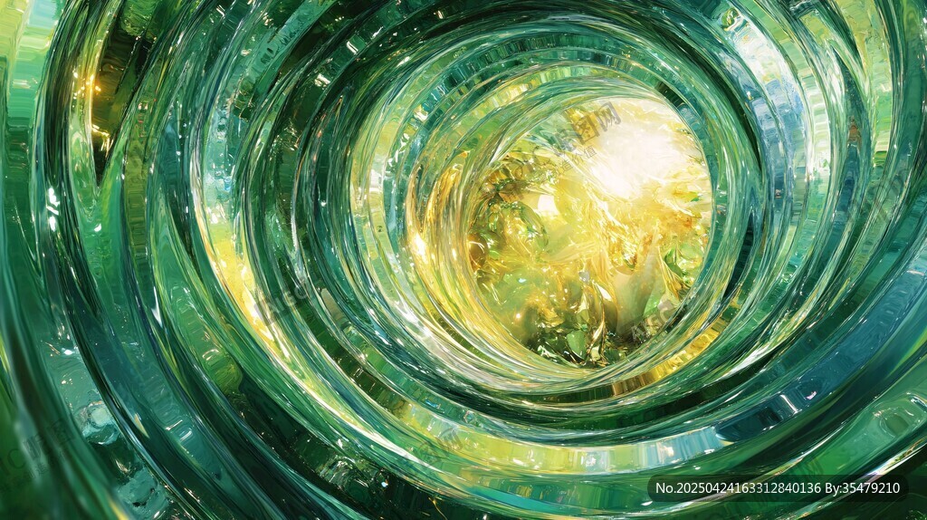 奇幻綠色螺旋光影通道