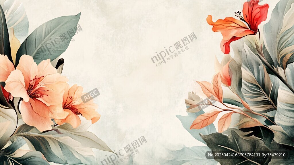 花卉邊框插畫 清新自然風