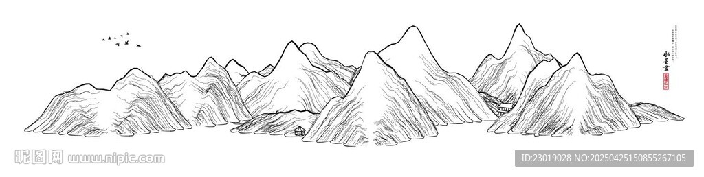 手繪山脈風(fēng)景圖