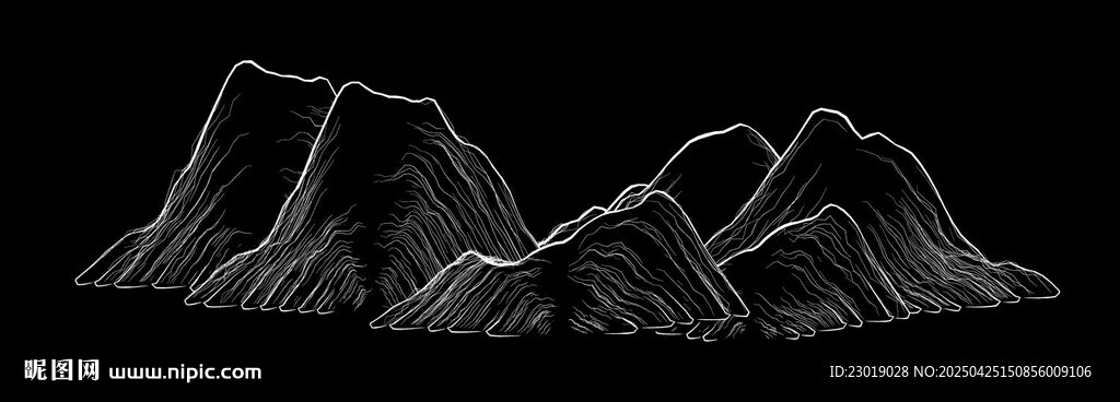 黑白立體山脈模型