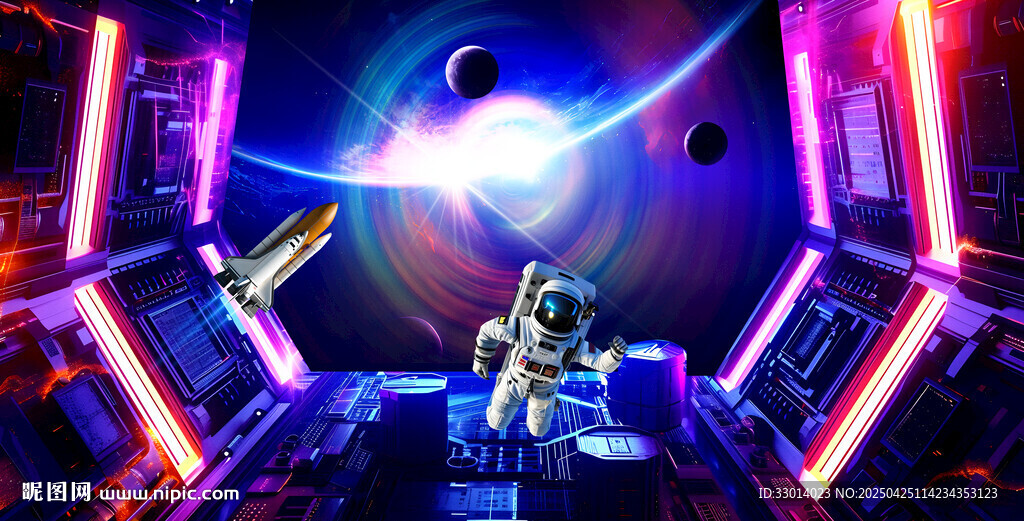 夢幻星空隧道科幻場景