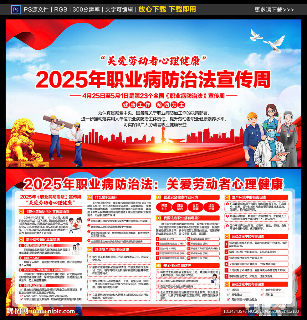 2025年防治職業(yè)病宣傳欄展板