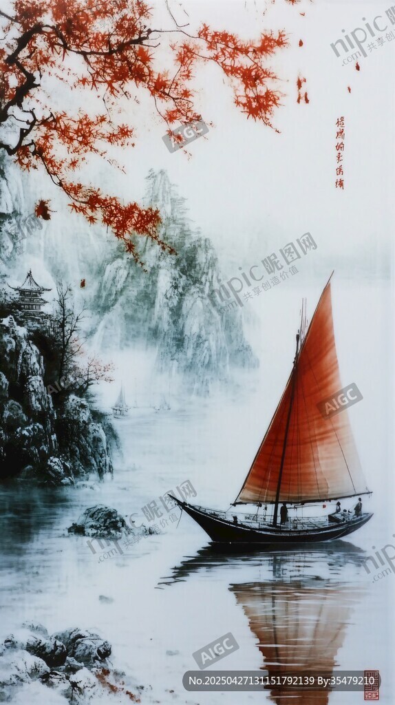 秋江孤舟圖