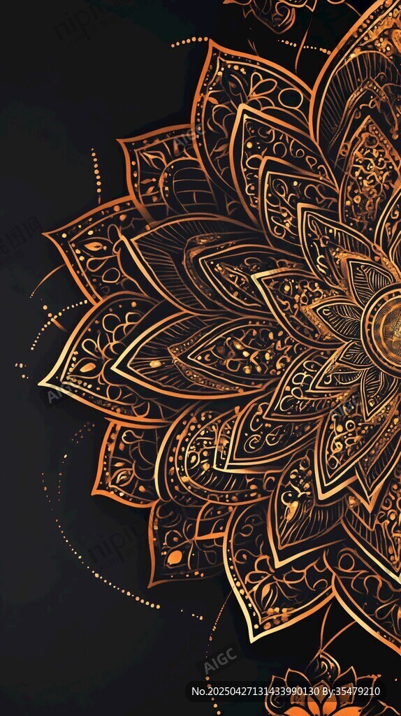 金色曼陀羅花紋藝術圖案