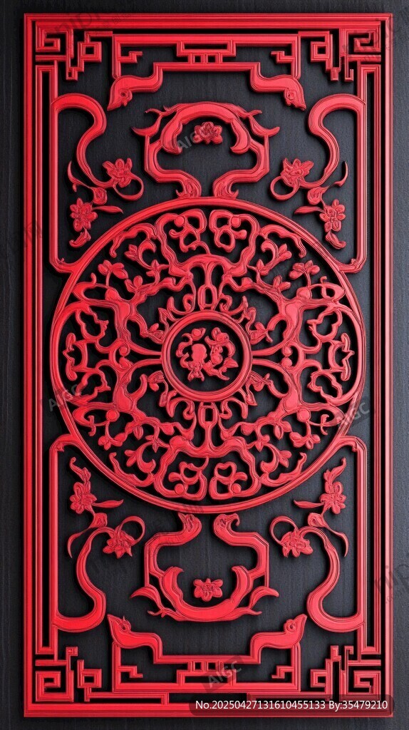 中式紅雕花板傳統(tǒng)藝術(shù)美