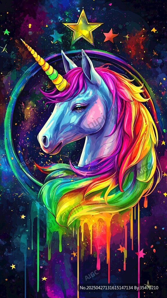 夢(mèng)幻獨(dú)角獸星空奇幻繪景