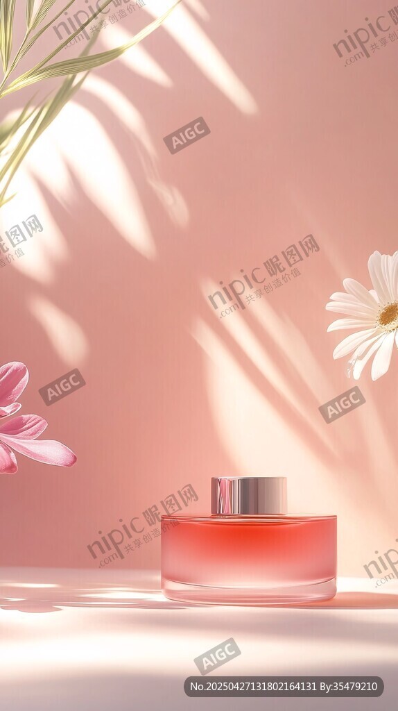 夢(mèng)幻氛圍中的精致香水瓶