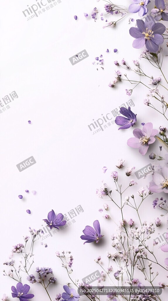 紫色小花裝飾的清新背景