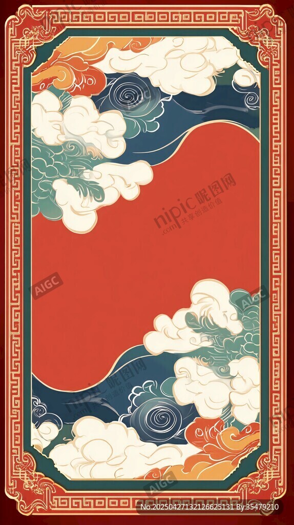 中式云紋邊框古典背景圖