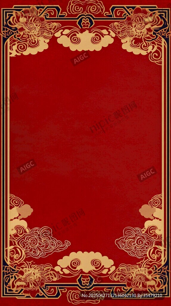 中式紅底金紋傳統(tǒng)邊框