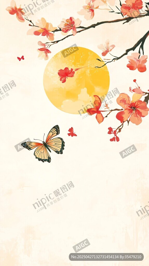 春日繁花蝶舞伴明月