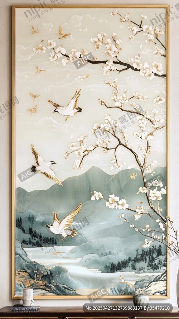 中式花鳥山水裝飾畫意境美