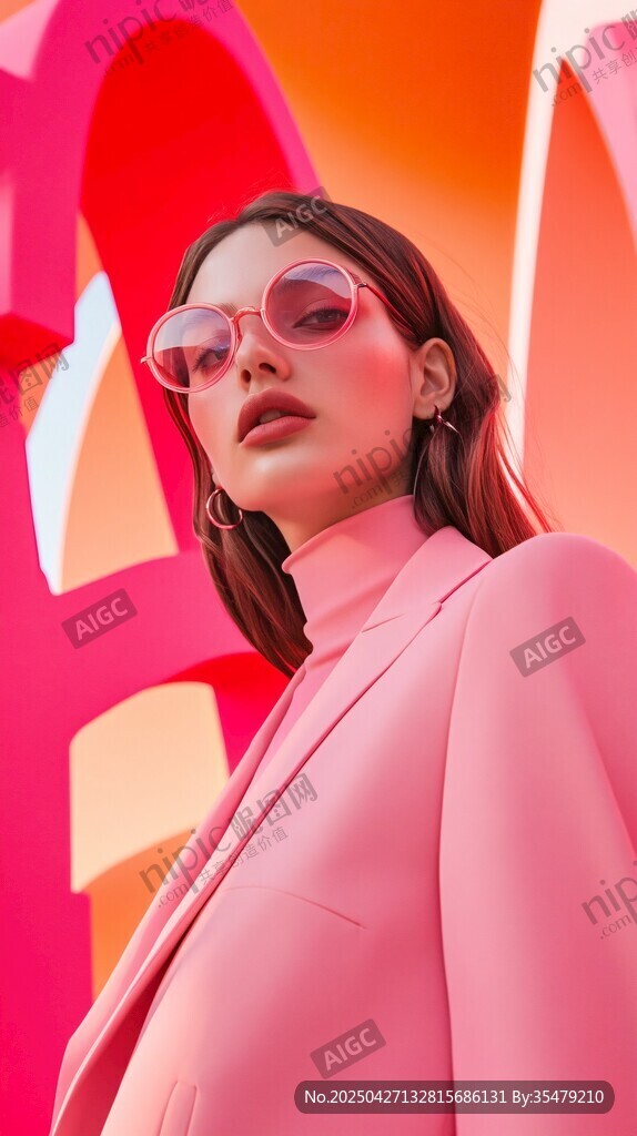 時(shí)尚粉衣女子的潮流魅力