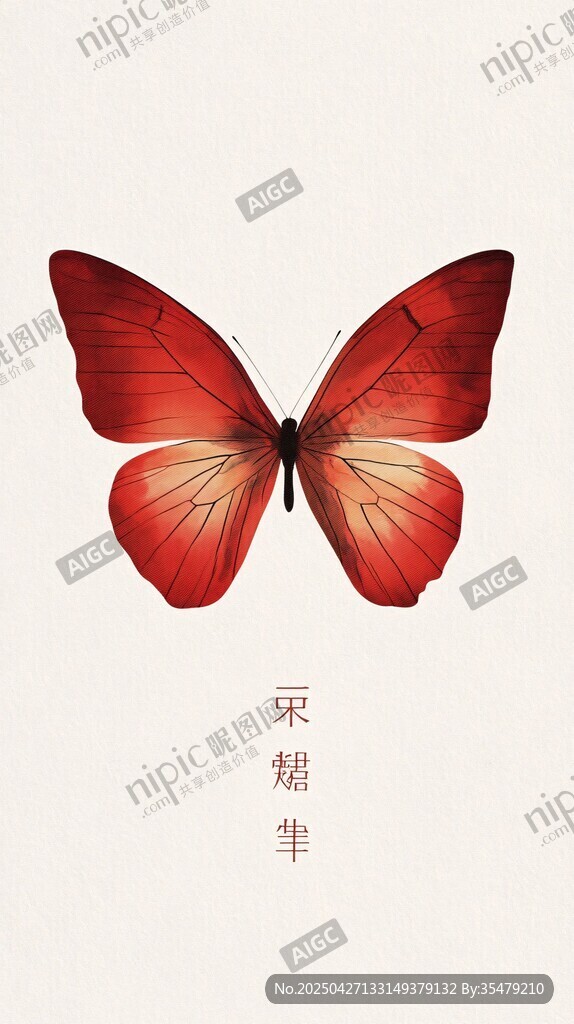 紅色蝴蝶藝術(shù)插畫