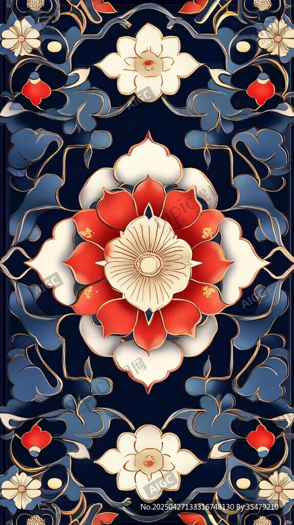 中式古典花卉紋樣圖案