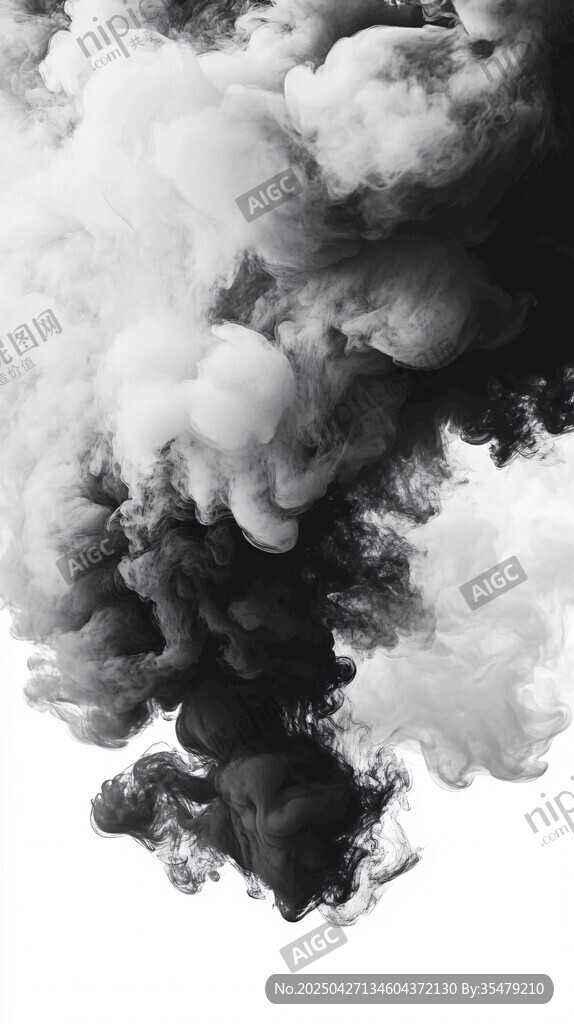 黑白墨韻煙霧圖