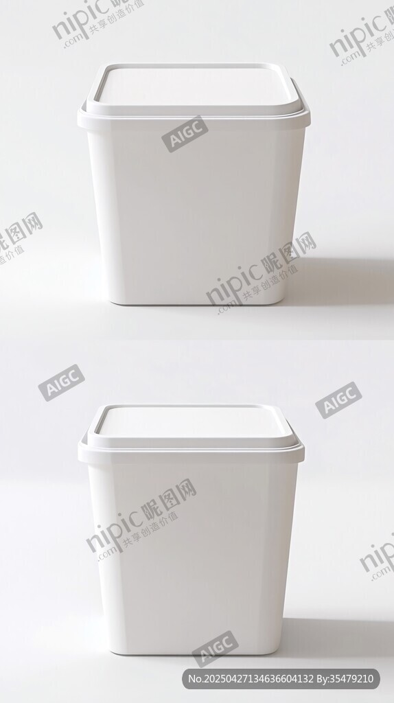 白色方形帶蓋收納容器