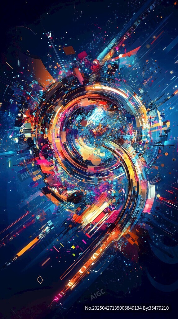 夢(mèng)幻絢麗的科技漩渦圖景
