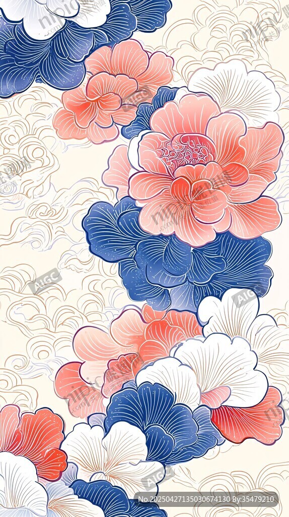 中式花卉圖案精美紋樣