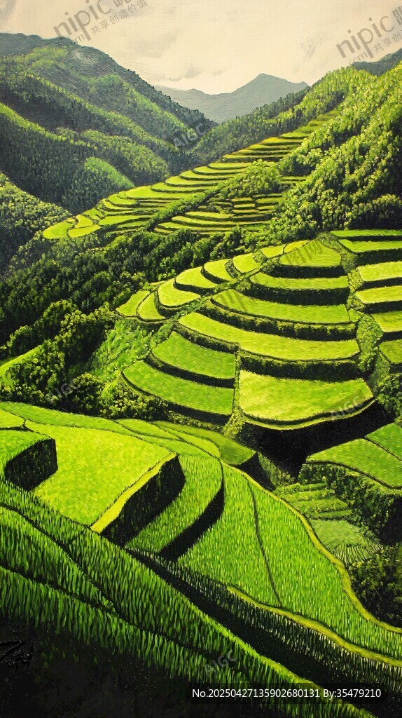 翠綠梯田展山間絕美風(fēng)光