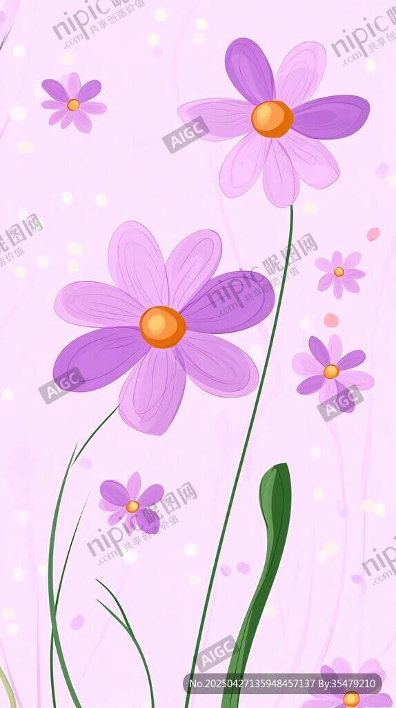 夢(mèng)幻紫色小花插畫(huà)背景