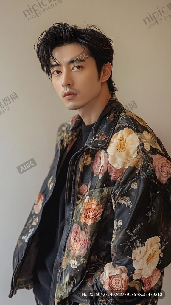 花夾克男士時尚寫真