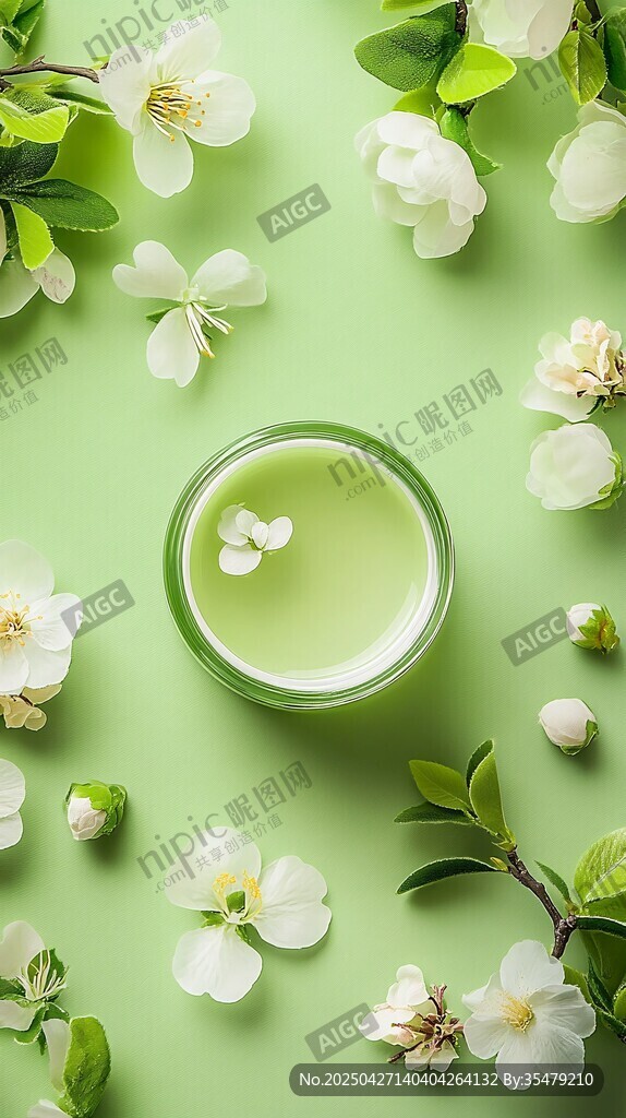 清新綠植與護膚霜的春日組合