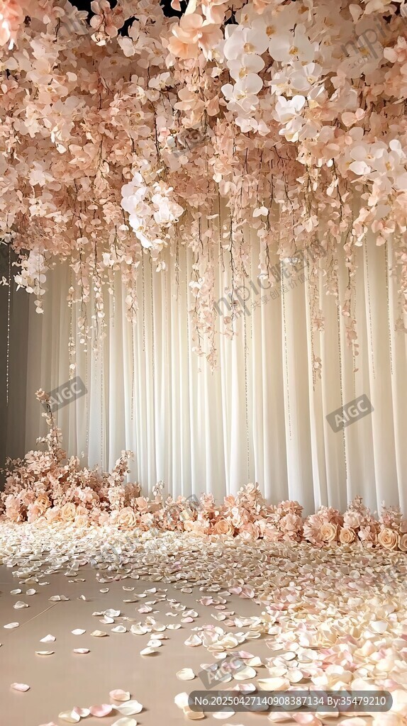 浪漫粉色花瓣婚禮場景布置