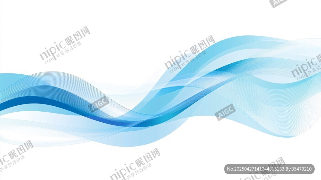藍色動感波浪抽象背景圖