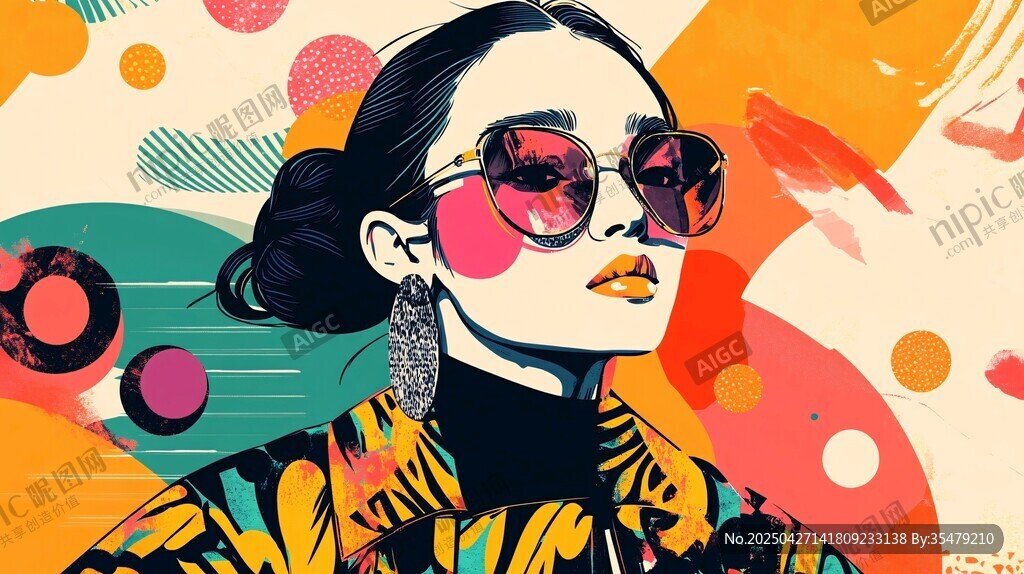 時尚酷感女孩插畫風(fēng)格形象