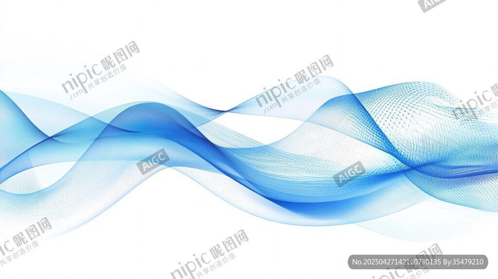 藍色動感波浪線條背景圖