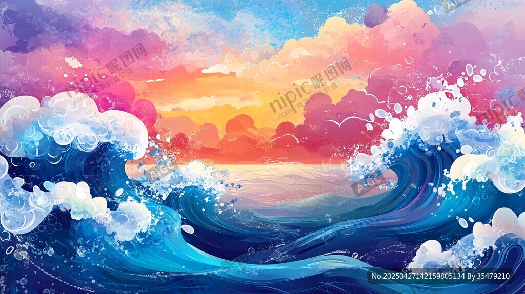 夢幻海洋日落壯麗景觀