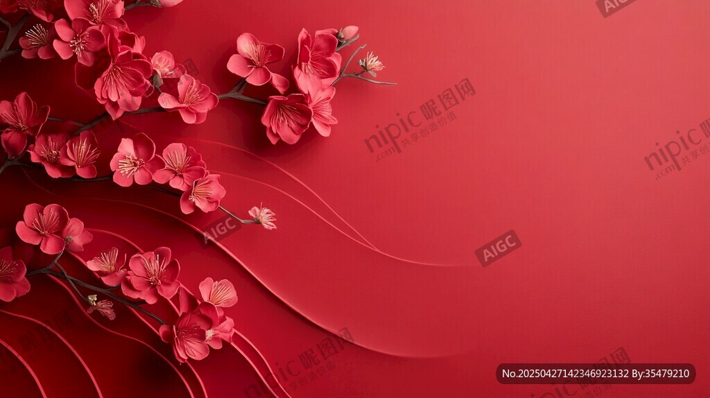 紅色背景上的嬌艷粉色花朵