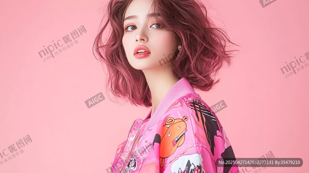 粉色系時尚女孩個性穿搭