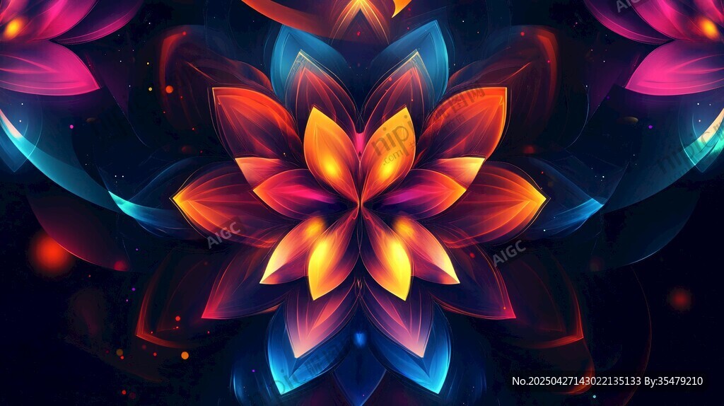 絢麗幻彩花朵抽象藝術圖